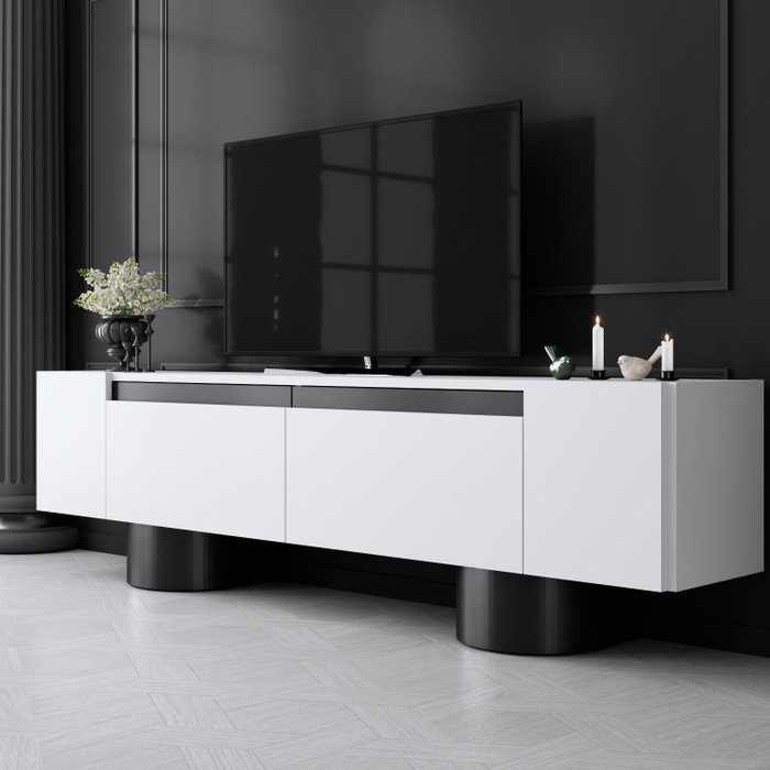 Hanah Home Bohem Soporte para TV Blanco y Negro